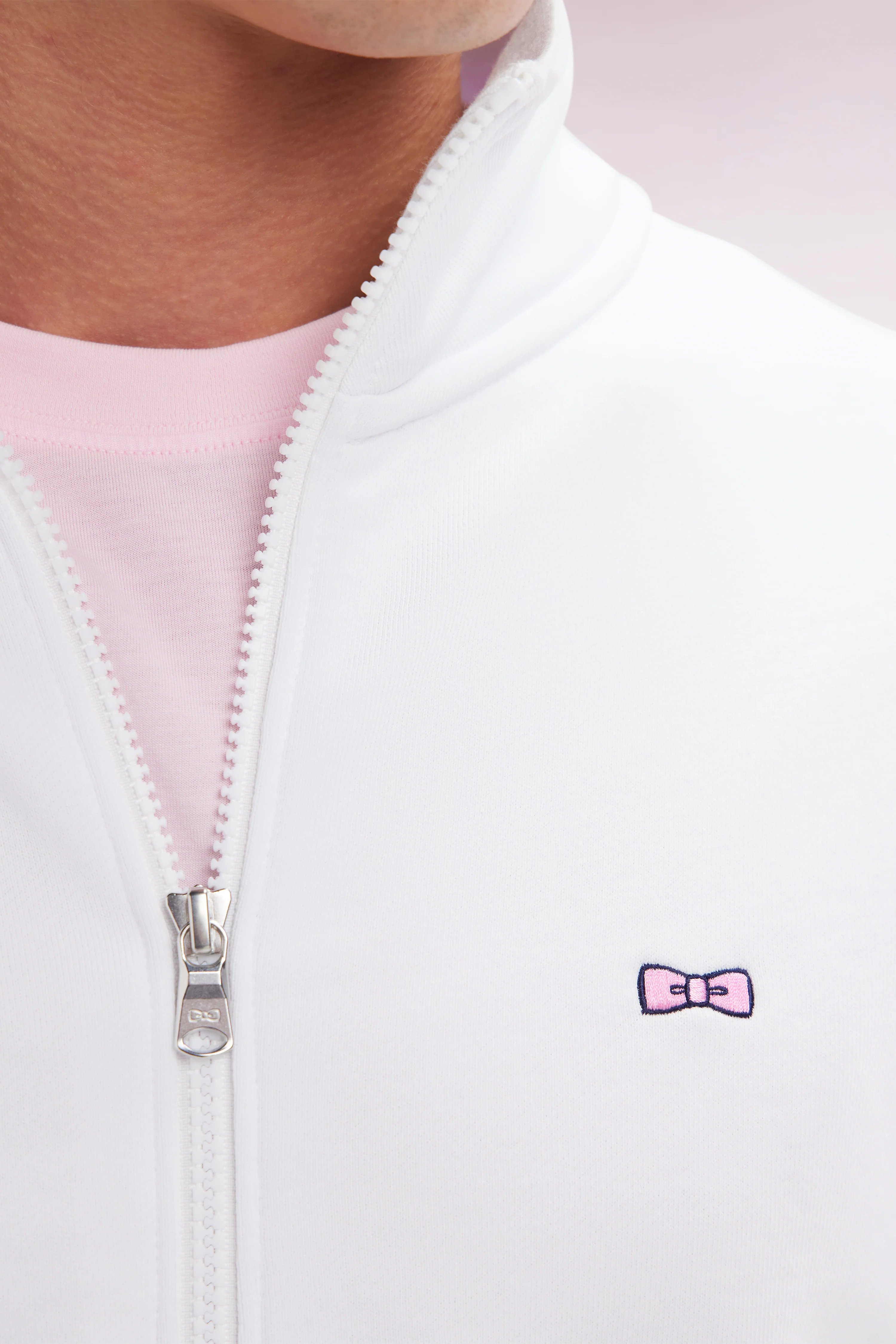 Sweatshirt zippé en coton blanc coupe droite - Image 5