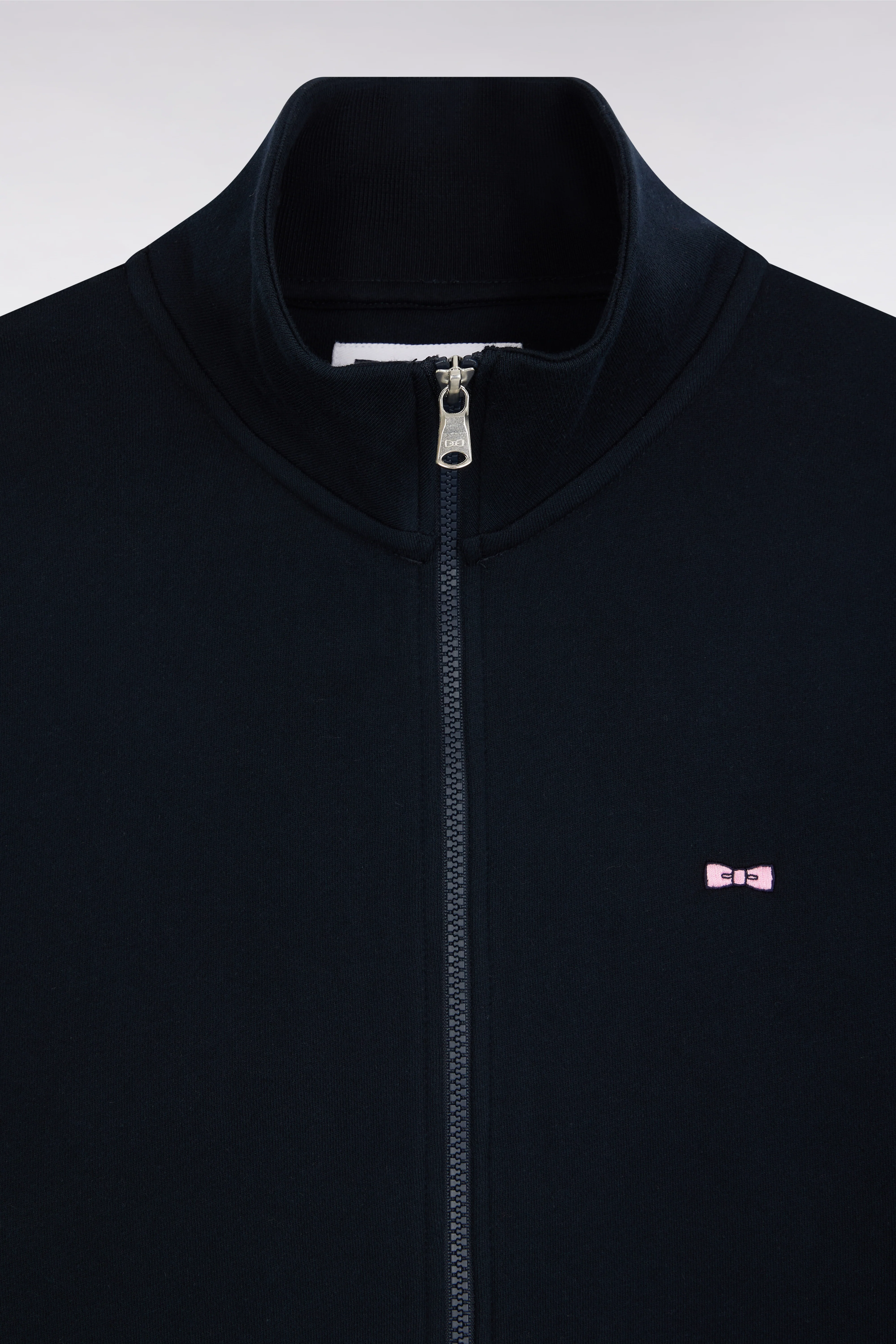 Sweatshirt zippé en coton marine coupe droite - Image 2