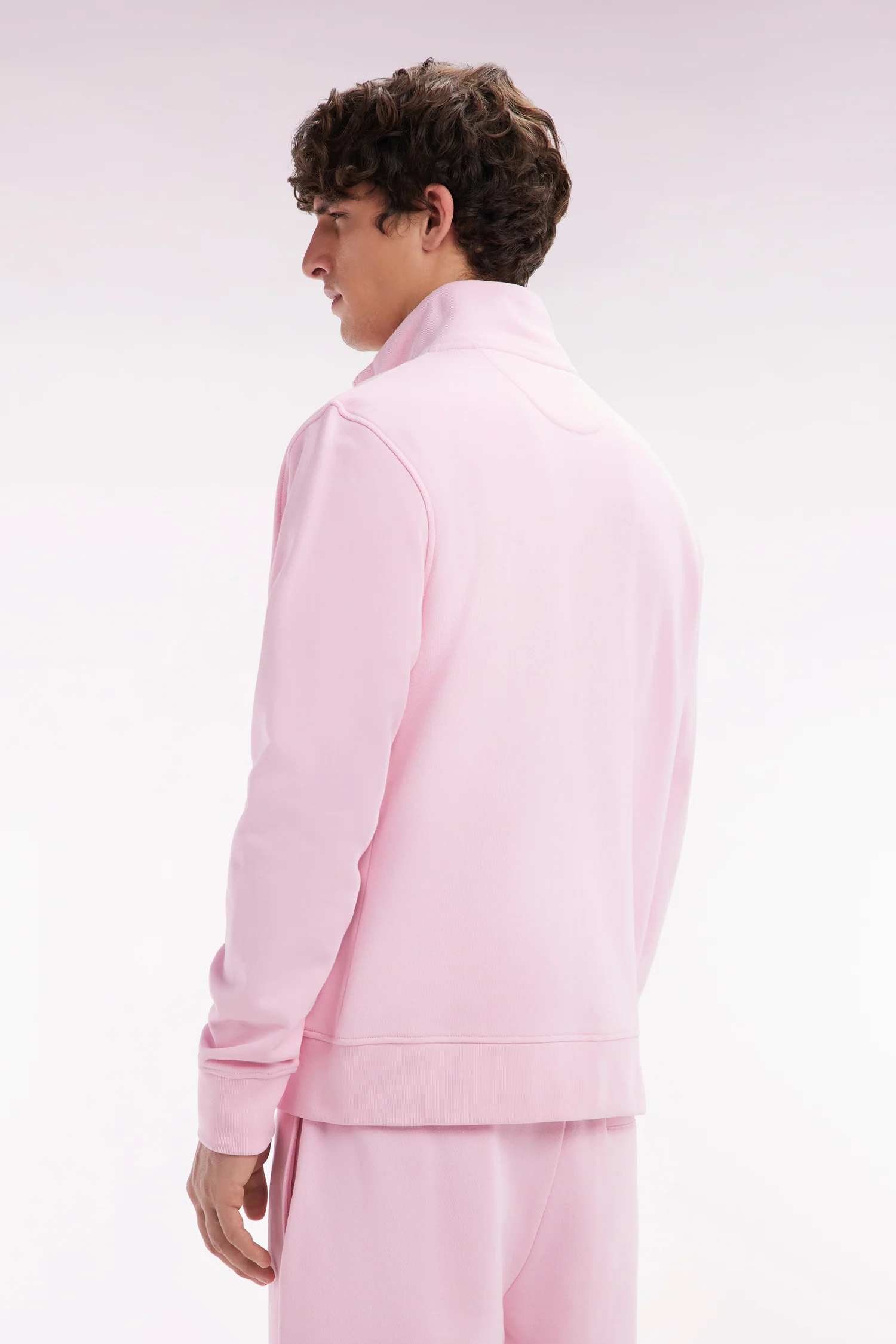 Sweatshirt zippé en coton rose coupe droite - Image 4