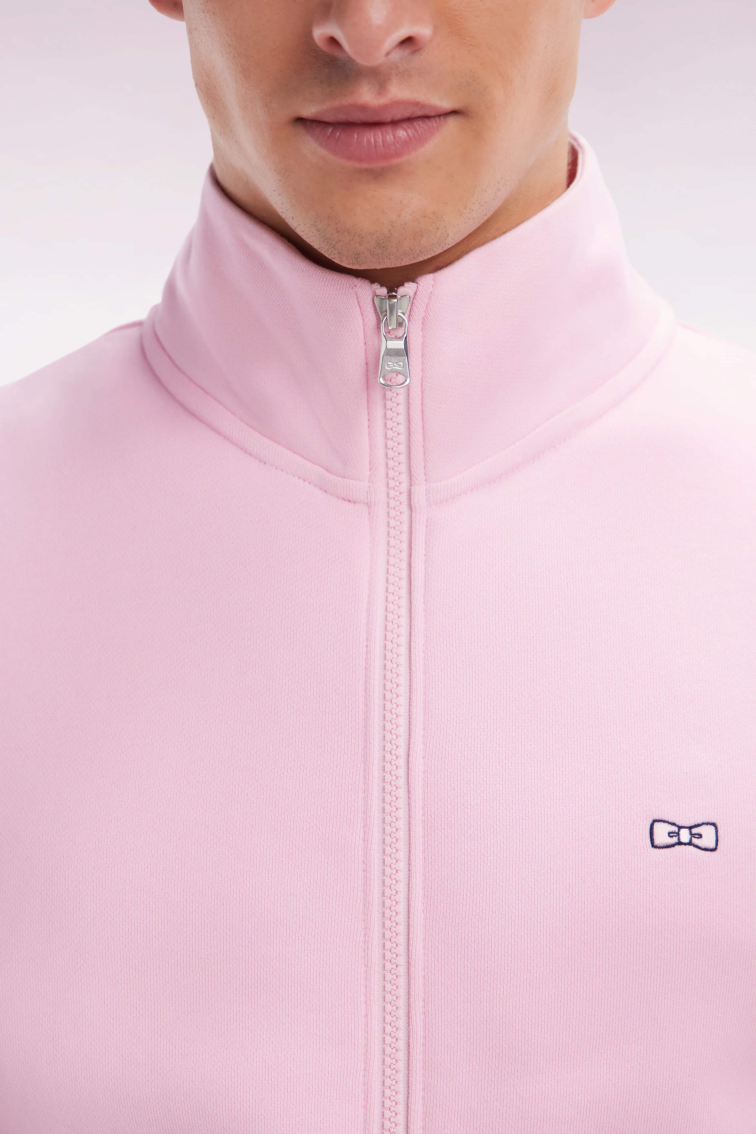 Sweatshirt zippé en coton rose coupe droite - Image 5
