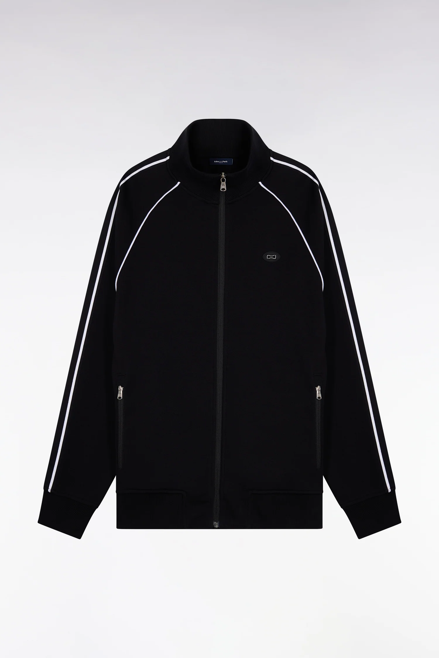 Sweatshirt zippé en interlock noir découpes ruban coupe regular - Image 2