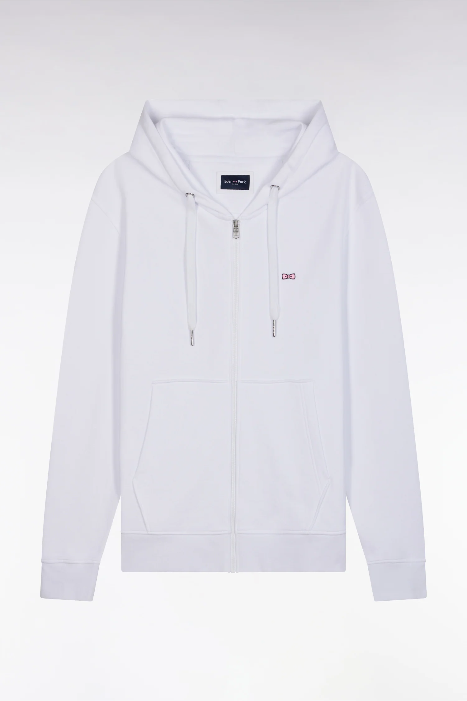 Sweatshirt zippé en molleton coton blanc coupe droite - Image 2