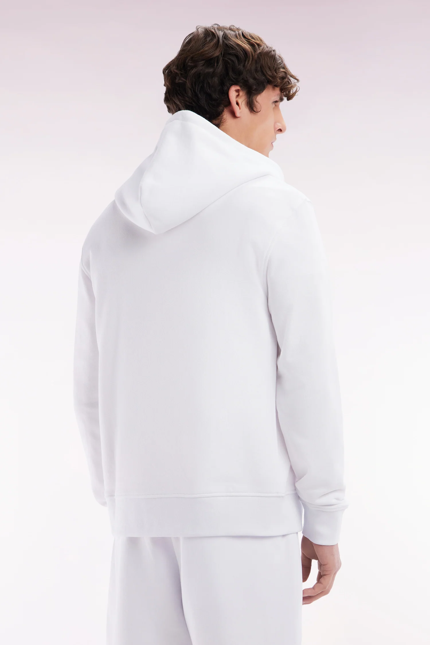Sweatshirt zippé en molleton coton blanc coupe droite - Image 4