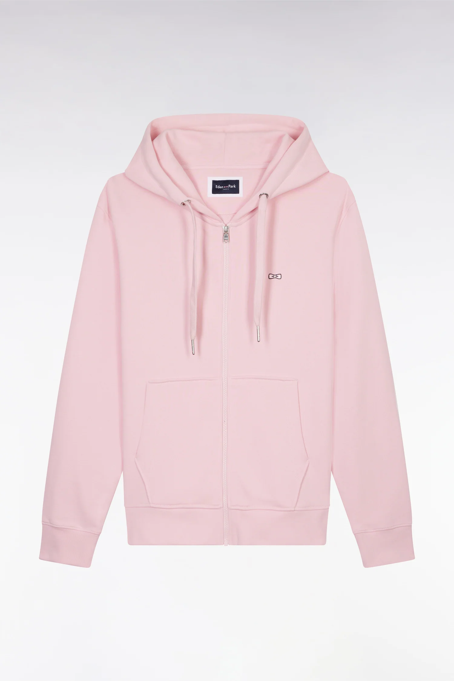 Sweatshirt zippé en molleton coton rose coupe droite - Image 2