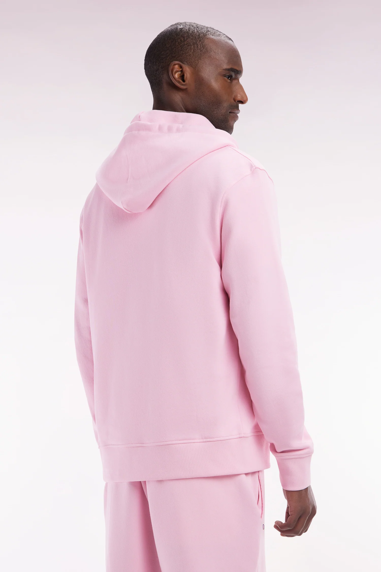 Sweatshirt zippé en molleton coton rose coupe droite - Image 4