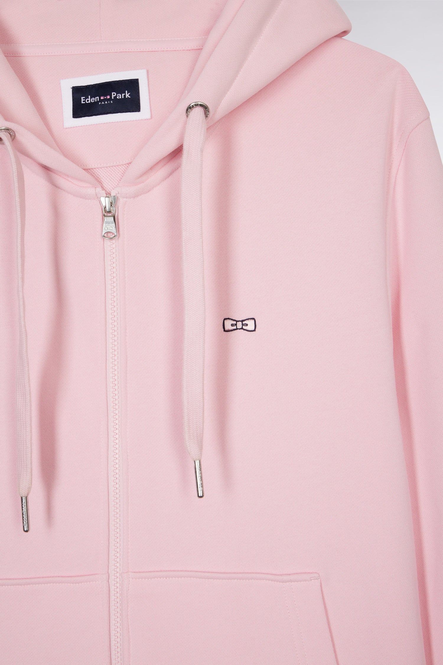 Sweatshirt zippé en molleton coton rose coupe droite - Image 6