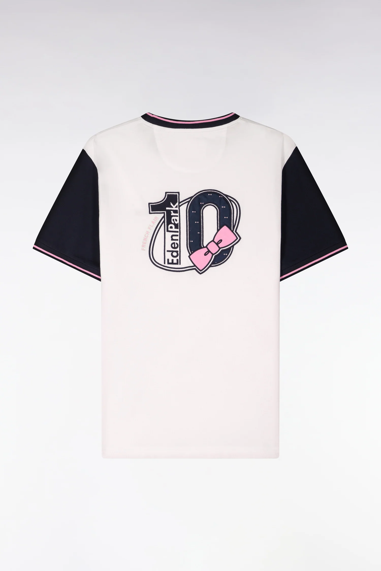 T-shirt Ă manches courtes en coton blanc manches marine coupe regular - Image 2