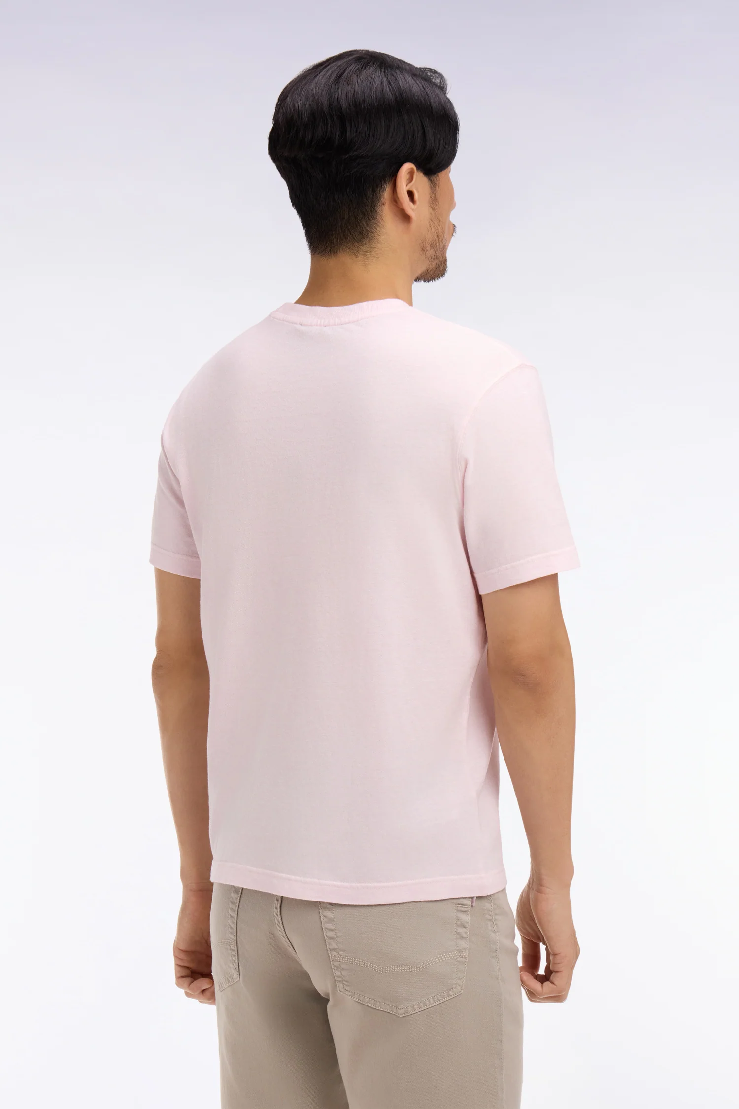 T-shirt Ă manches courtes en coton et lin rose coupe regular - Image 5