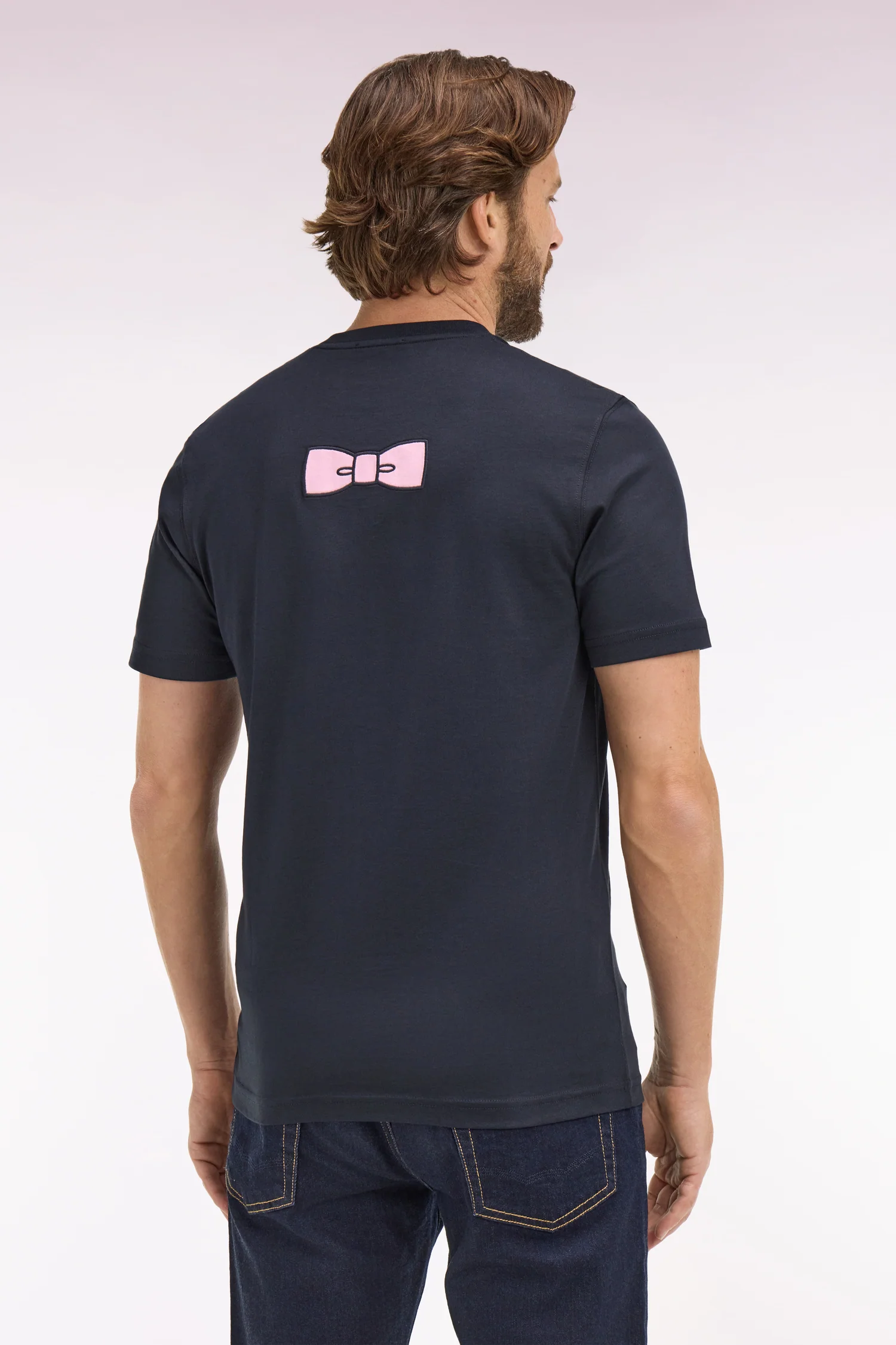 T-shirt à manches courtes en coton Pima marine brodé coupe regular - Image 5