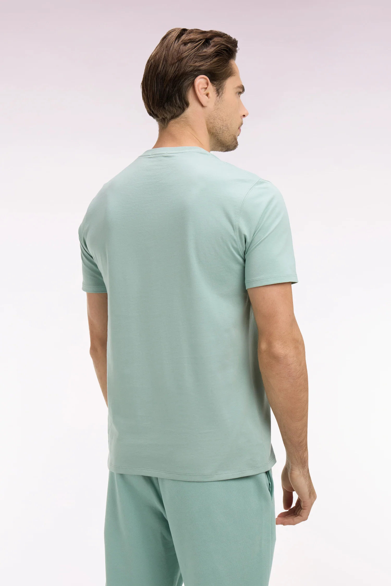 T-shirt à manches courtes en coton Pima vert d'eau coupe regular - Image 5
