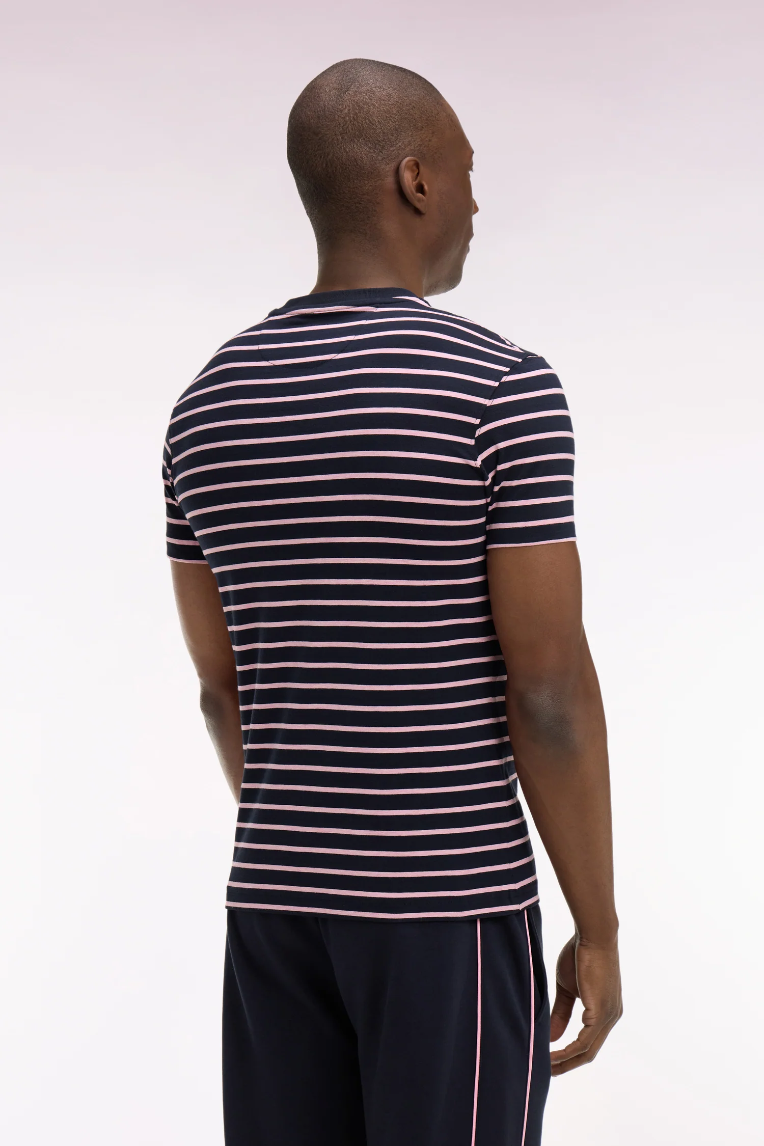 T-shirt à manches courtes en coton stretch rayé marine coupe slim - Image 5