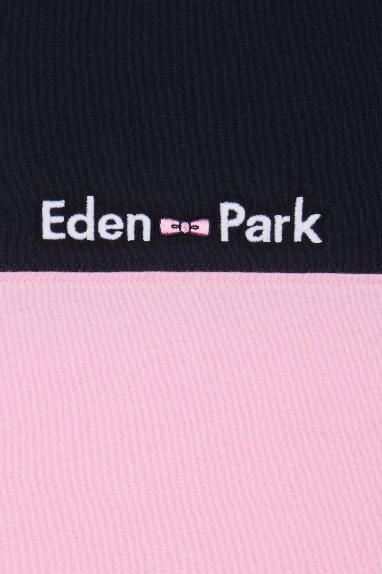 T-shirt brodé en coton bicolore rose coupe droite - Image 6