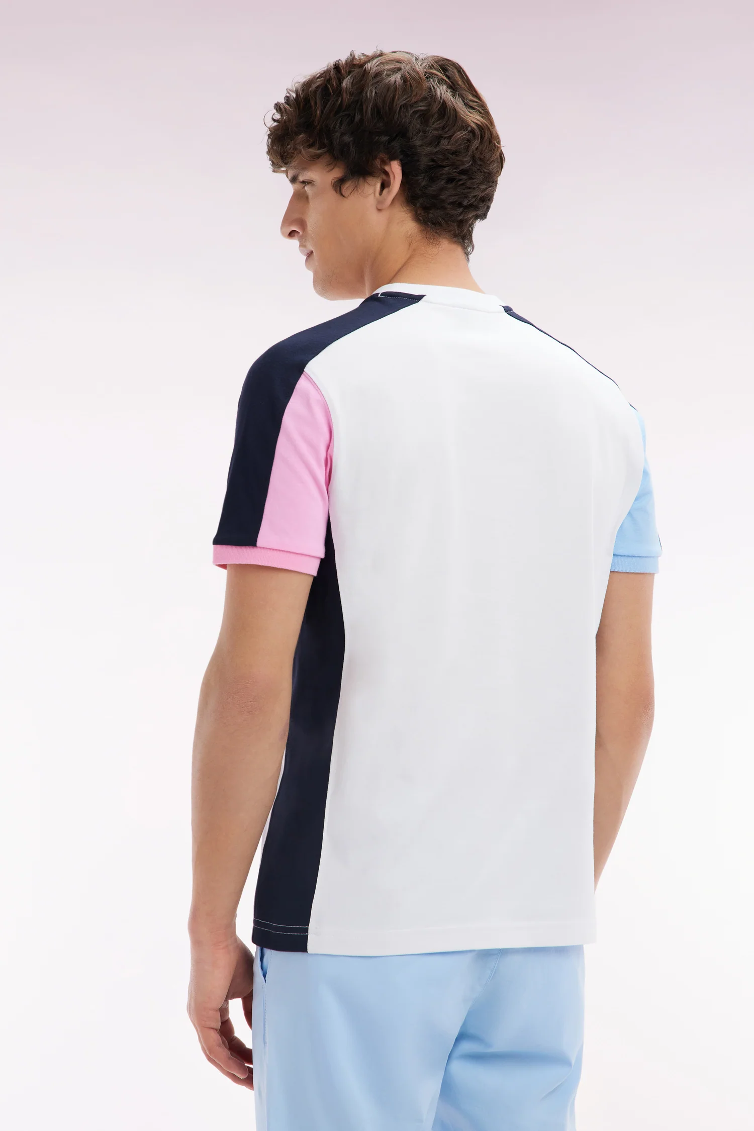 T-shirt colorblock en coton blanc coupe droite - Image 4