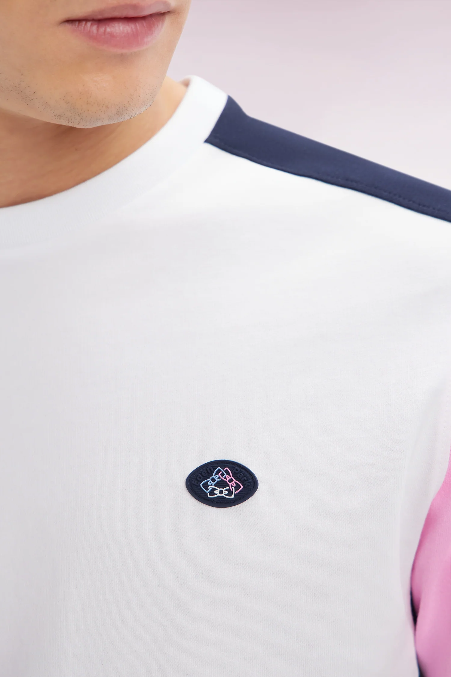 T-shirt colorblock en coton blanc coupe droite - Image 5