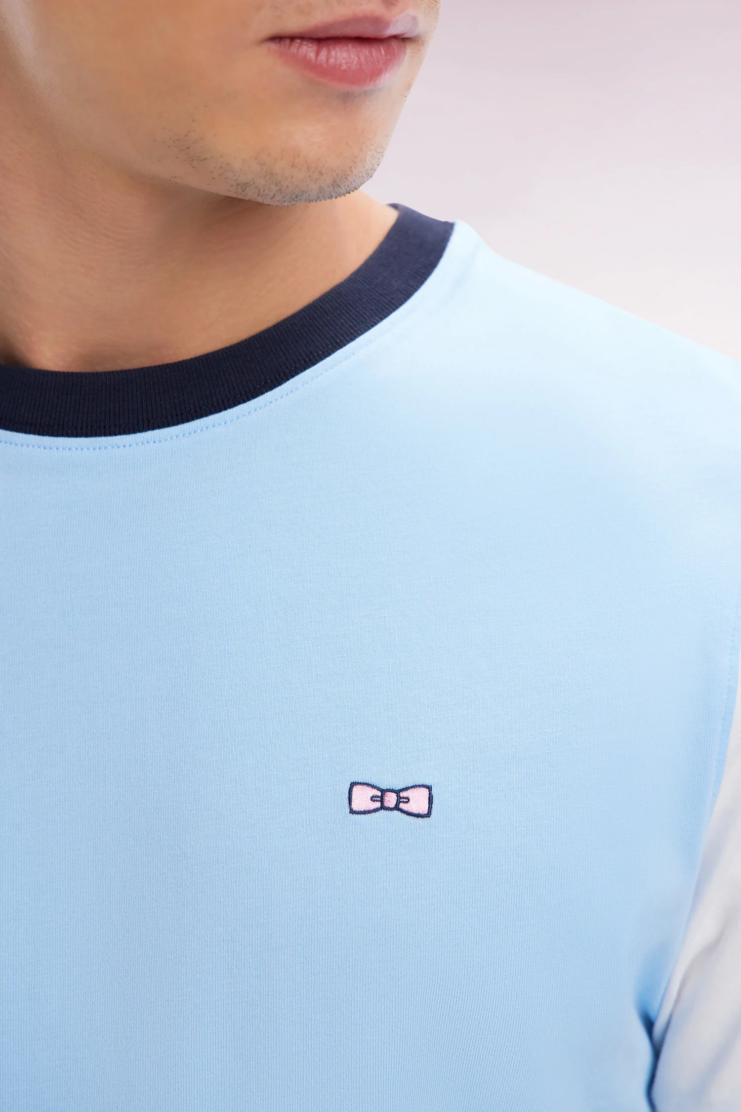 T-shirt colorblock en coton ciel broderie 10 coupe droite - Image 5