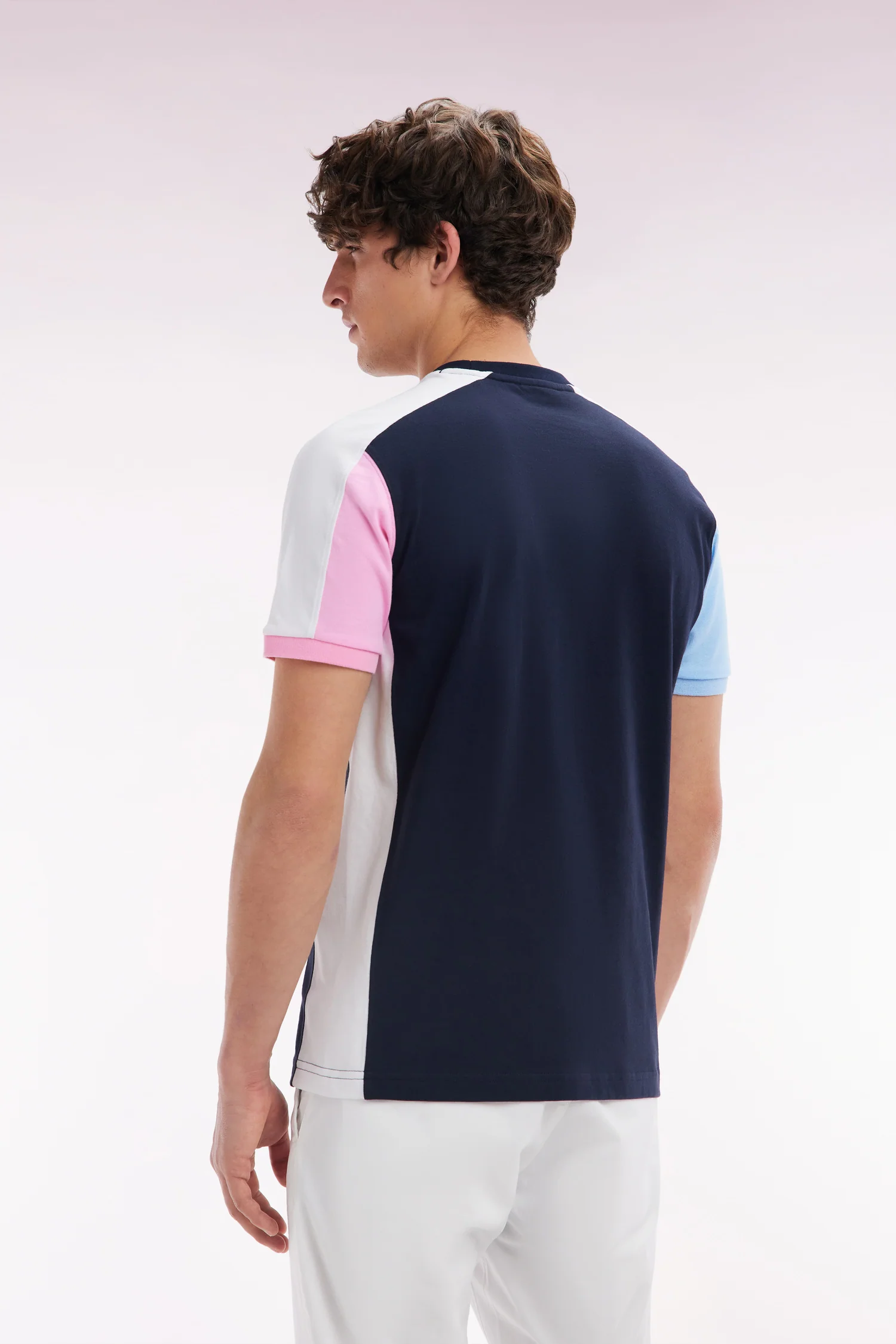 T-shirt colorblock en coton marine coupe droite - Image 4