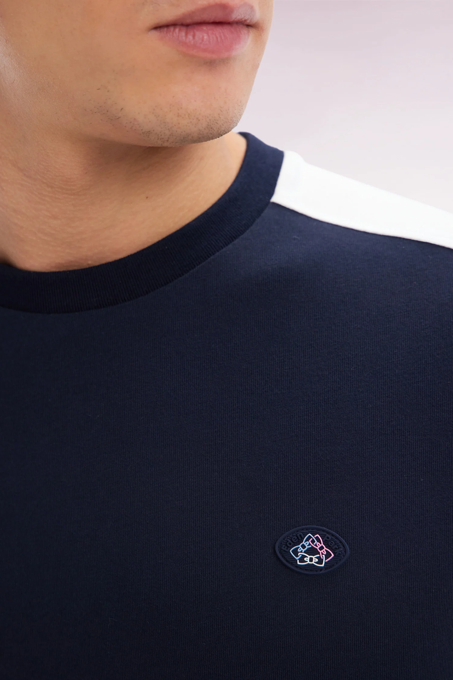 T-shirt colorblock en coton marine coupe droite - Image 5