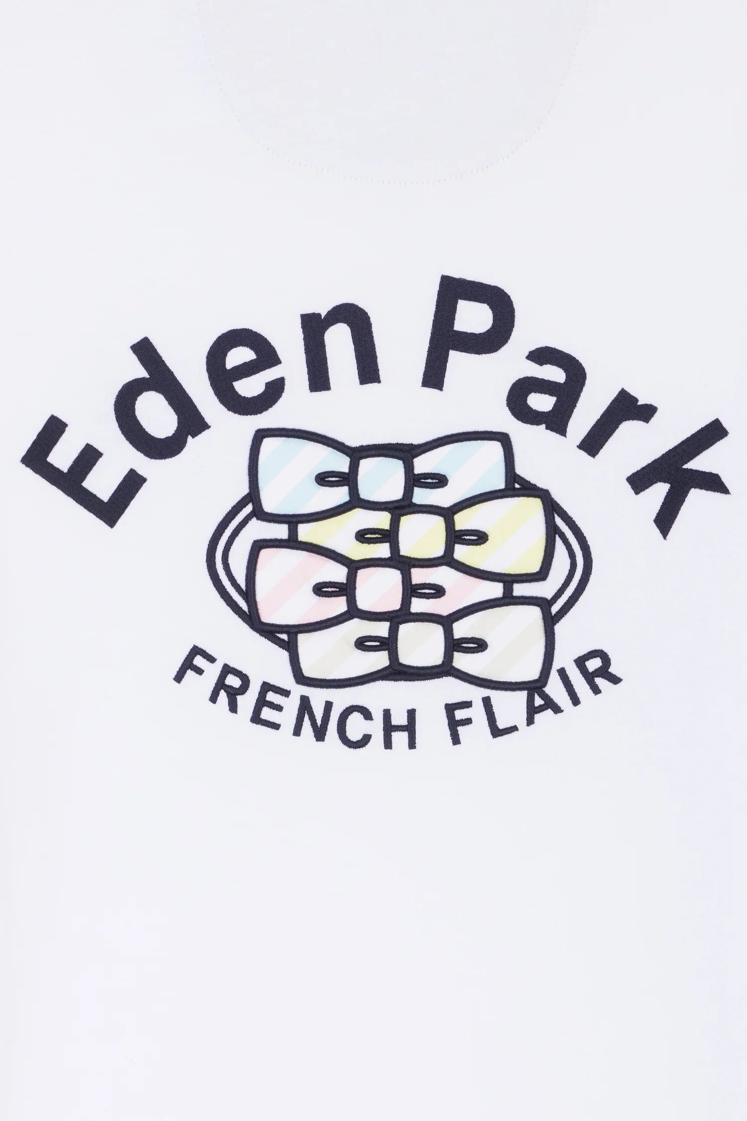 T-shirt en coton blanc broderie multicolore coupe décontractée - Image 6