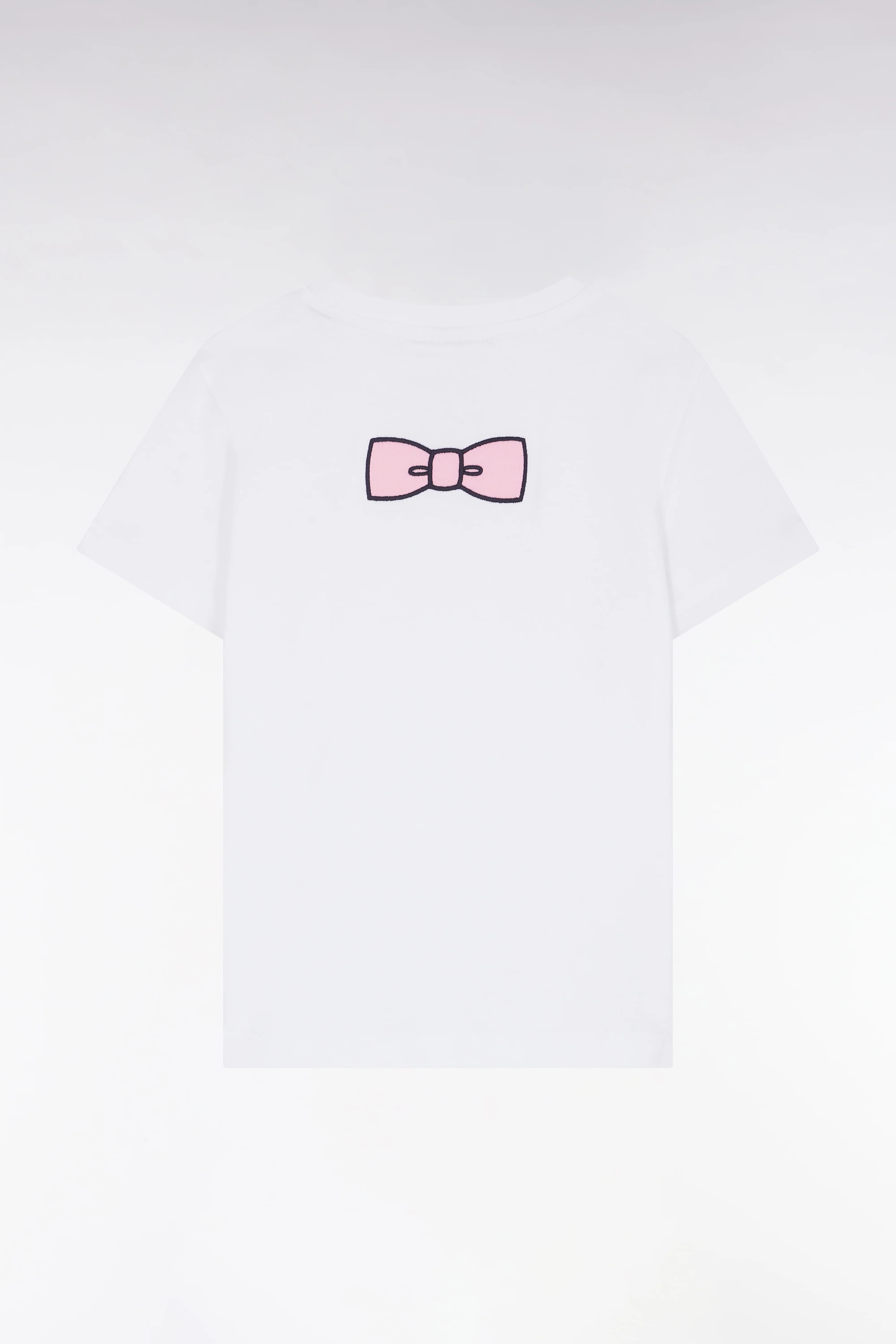 T-shirt en coton blanc nœud papillon dos coupe droite