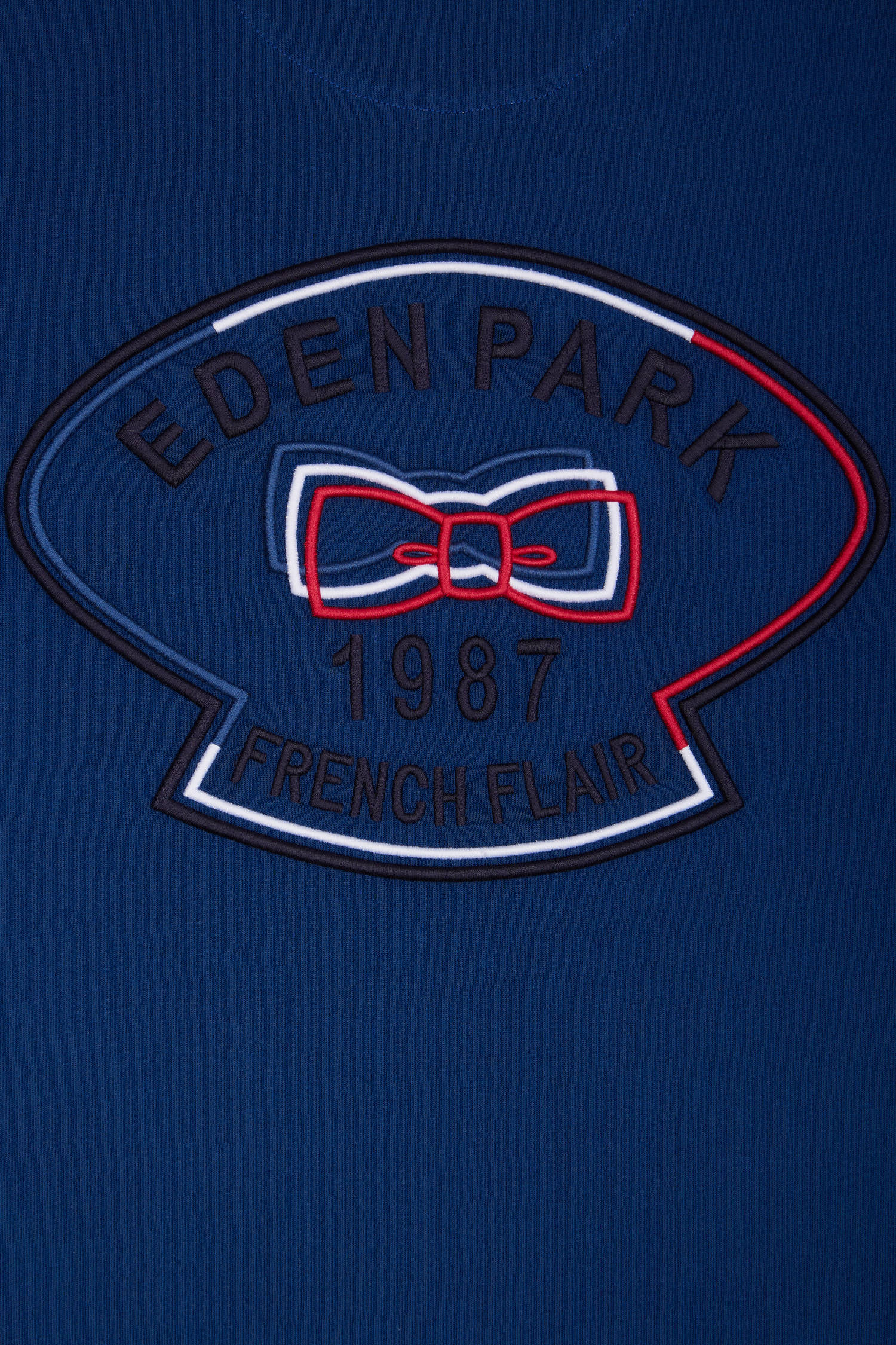 T-shirt en coton bleu foncé broderie dos et découpes coupe droite - Image 6