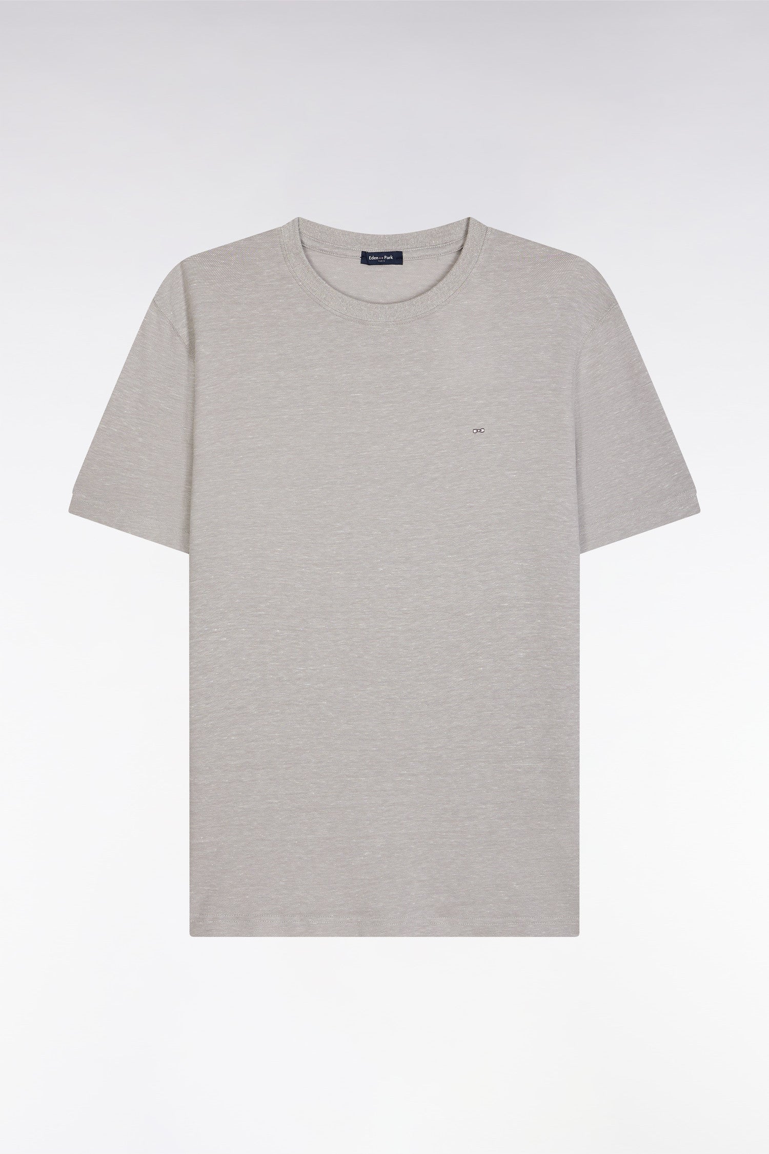 T-shirt en coton et lin gris coupe droite - Image 2