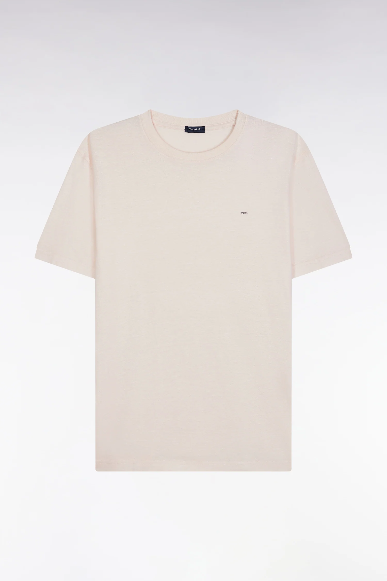 T-shirt en coton et lin rose coupe droite - Image 2