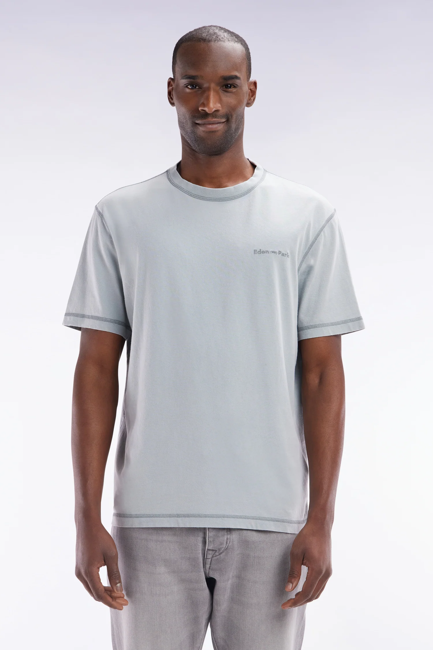 T-shirt en coton gris moyen surteint coupe décontractée