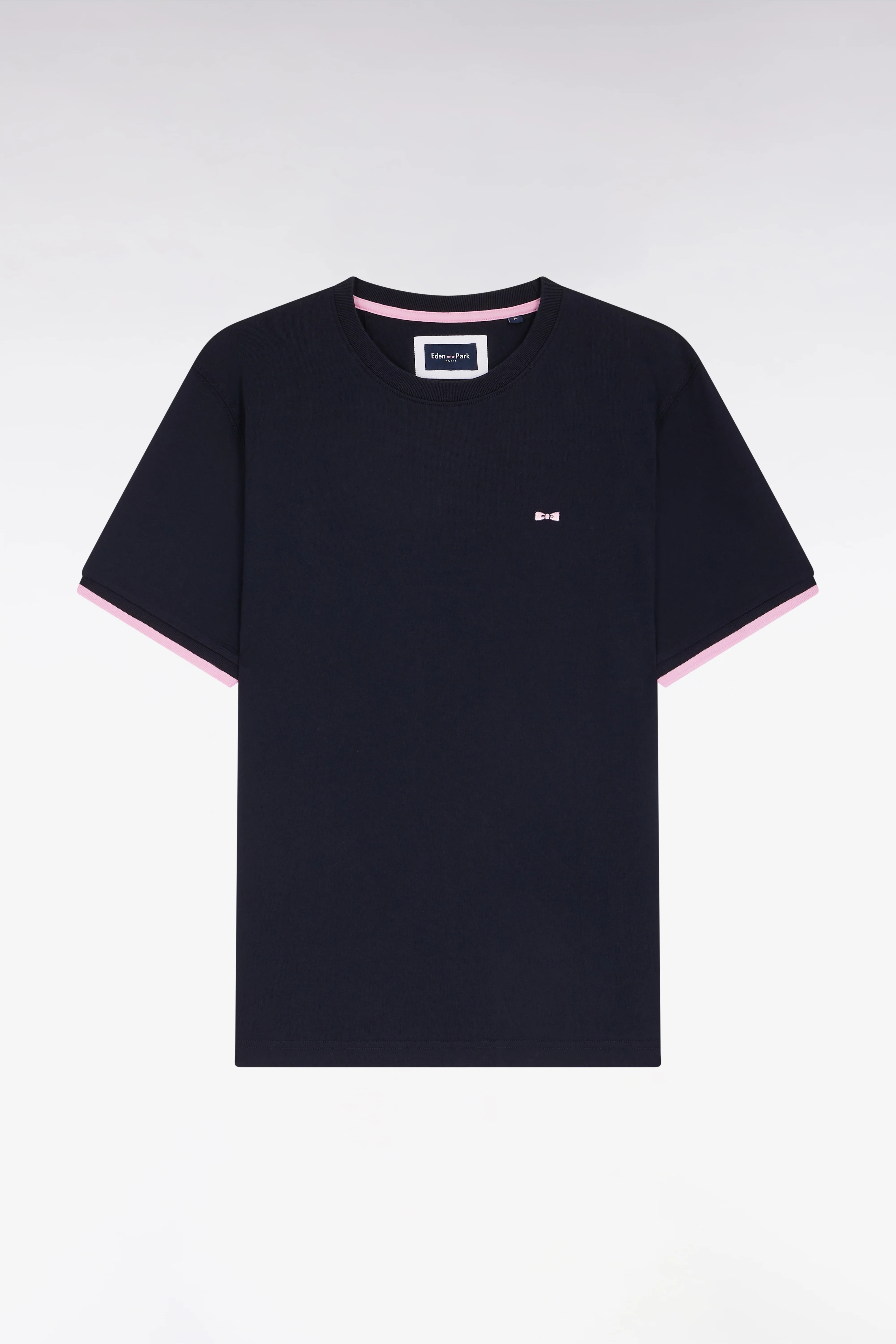 T-shirt en coton marine broderie nœud papillon Eden Park coupe droite