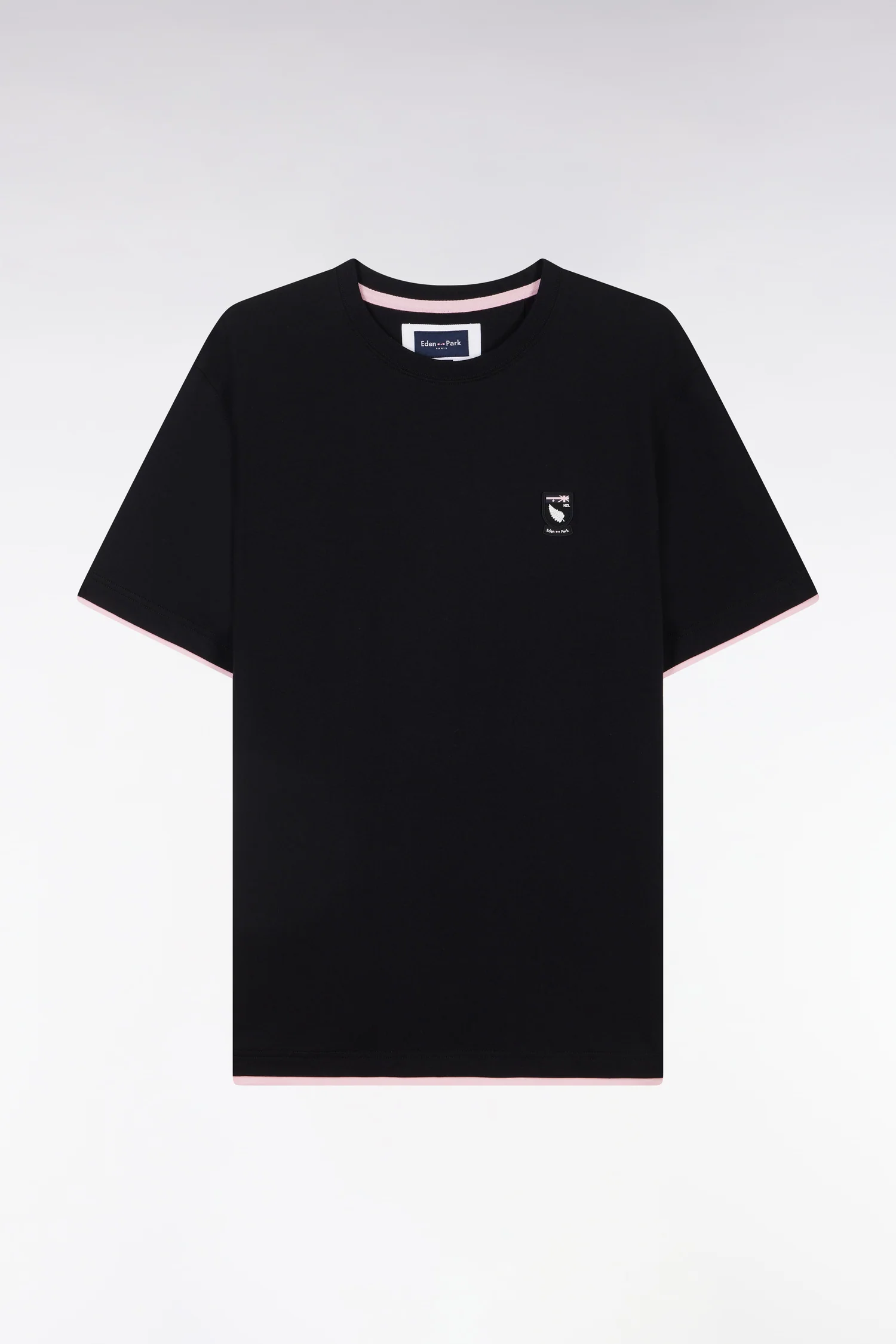 T-shirt en coton noir écusson New Zealand coupe décontractée - Image 2
