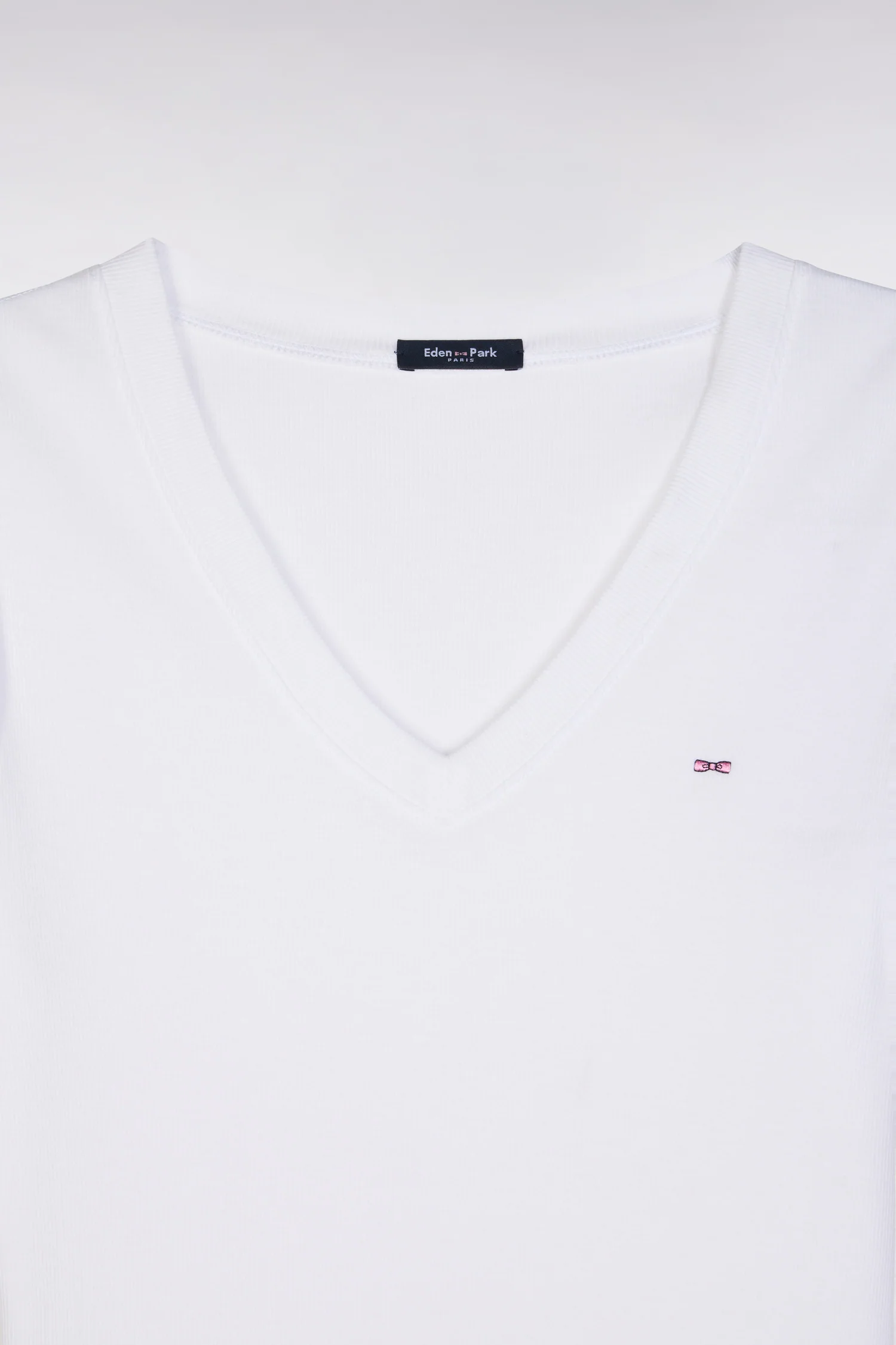 T-shirt en coton Pima côtelé blanc coupe ajustée - Image 6