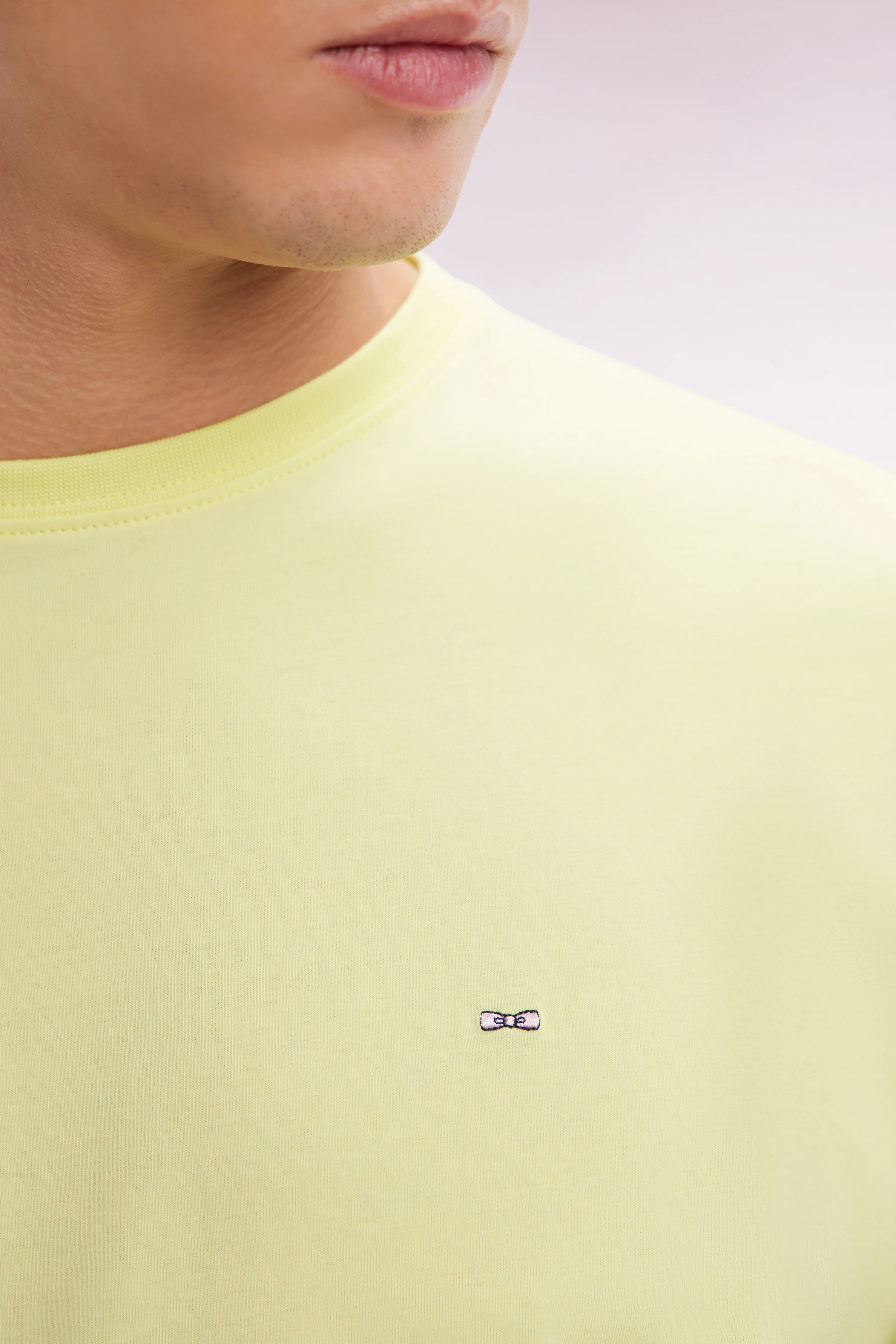 T-shirt en coton Pima jaune coupe droite - Image 6