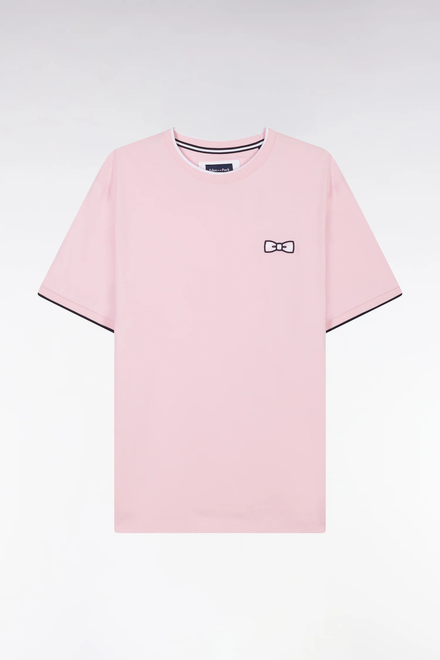 T-shirt en coton rose broderie nœud papillon coupe décontractée - Image 2