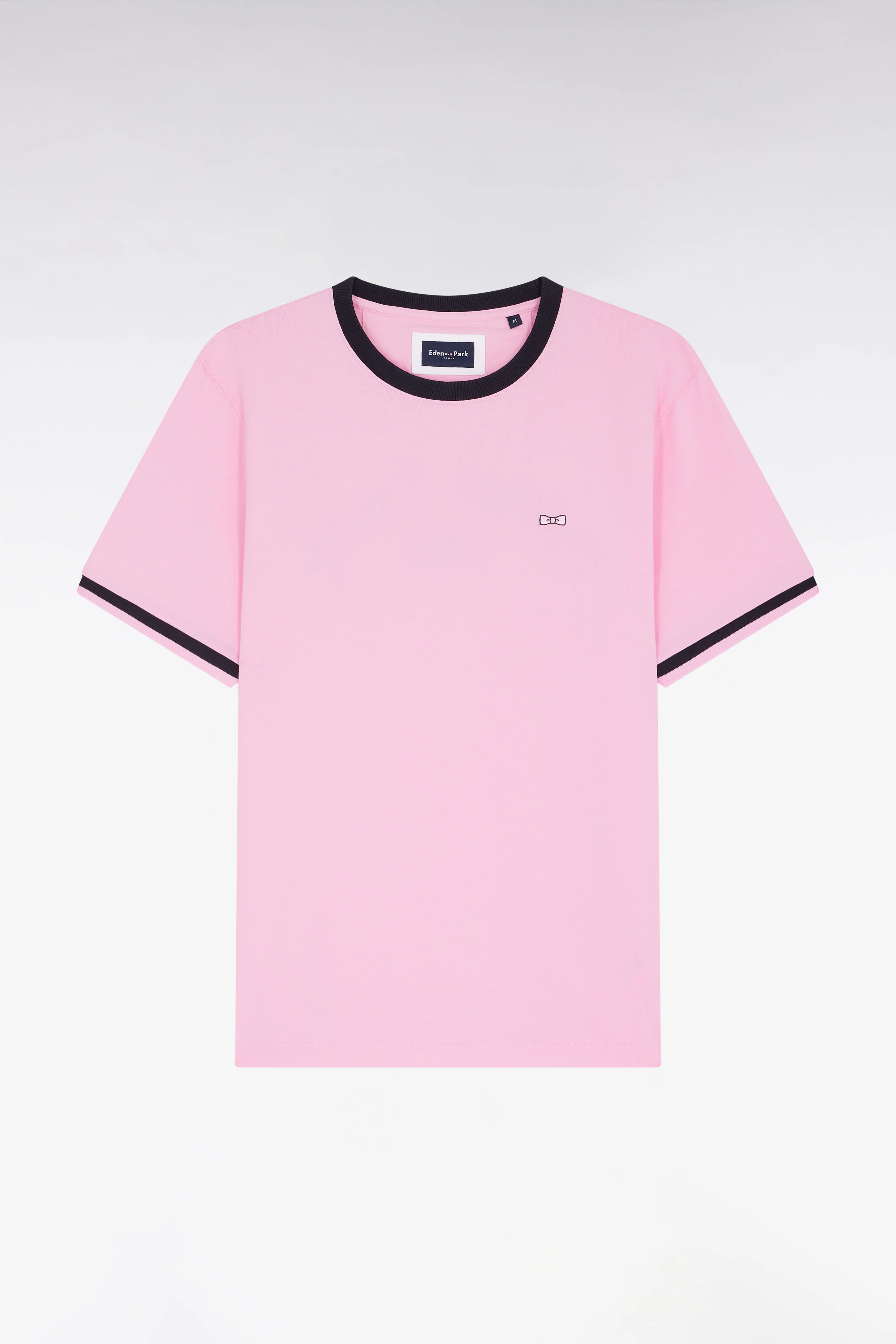 T-shirt en coton rose broderie nœud papillon Eden Park coupe droite