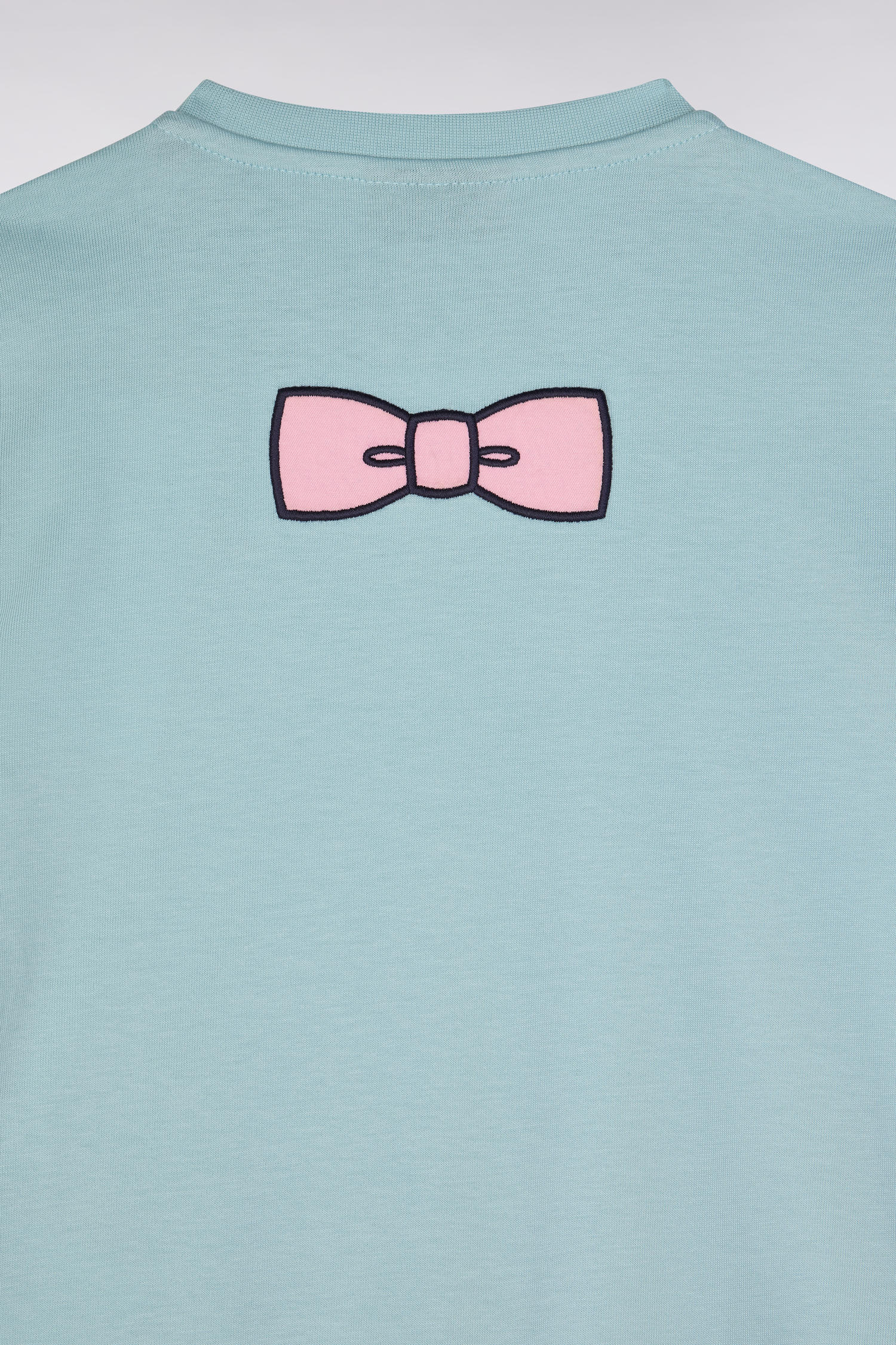 T-shirt en coton vert d'eau nœud papillon dos coupe droite - Image 2