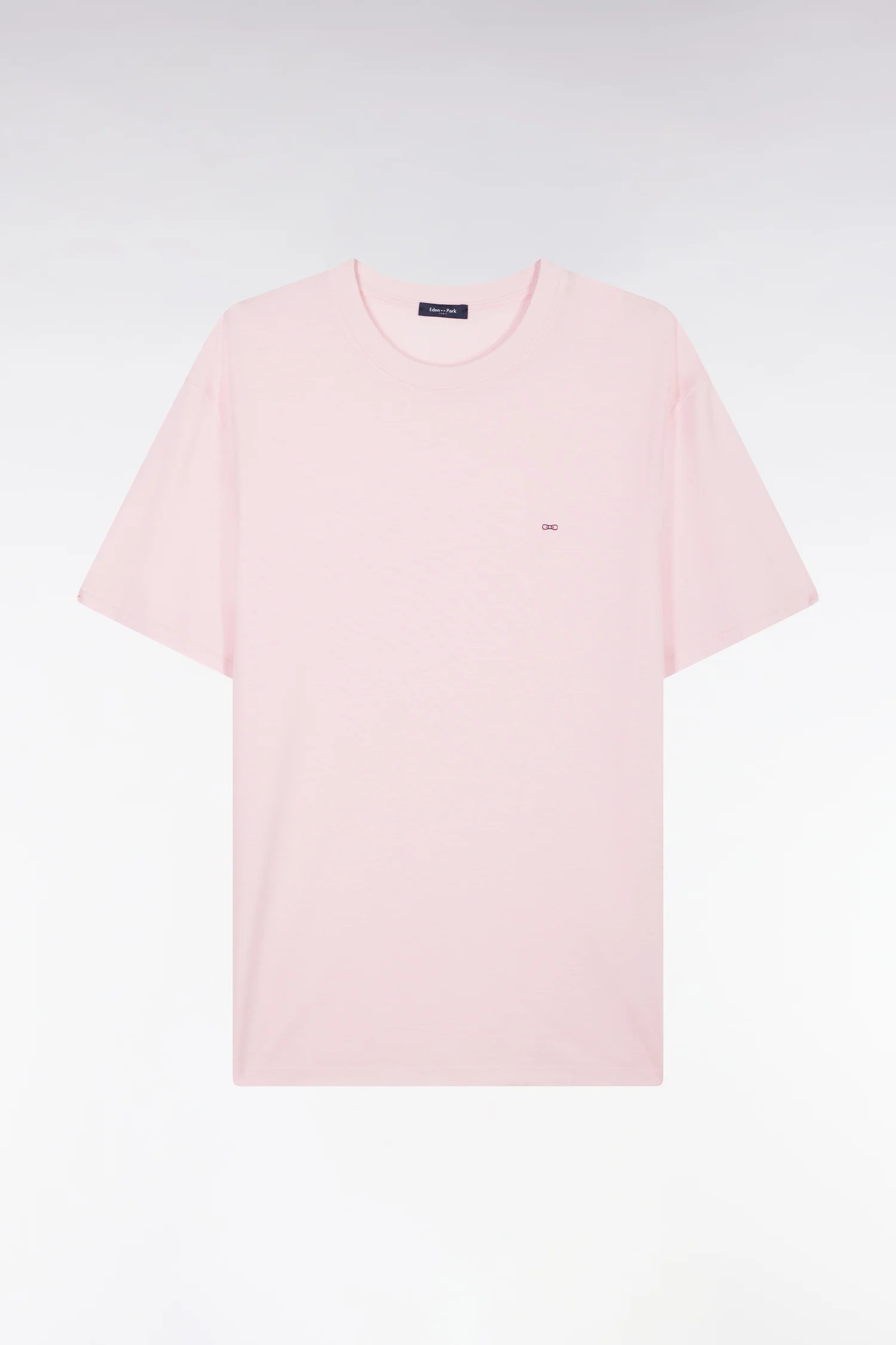 T-shirt rose uni en lyocell et coton coupe droite