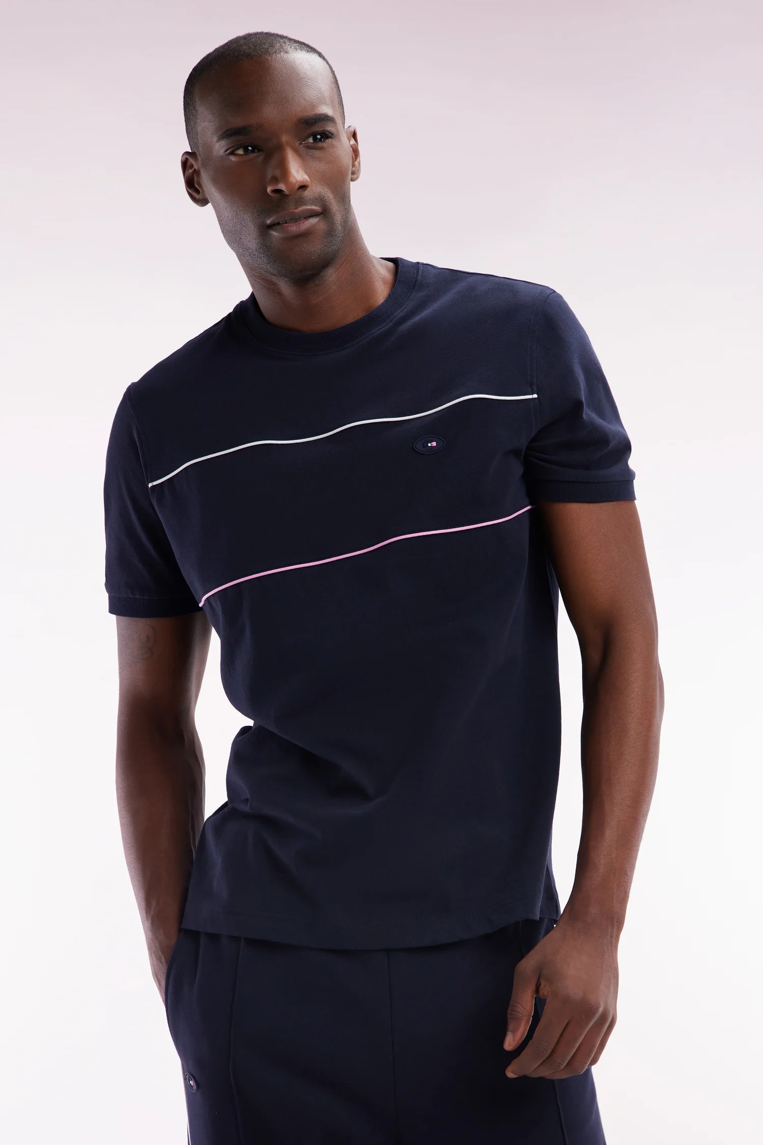 T-shirt XV de France en coton marine Ă passepoils coupe droite - Image 3