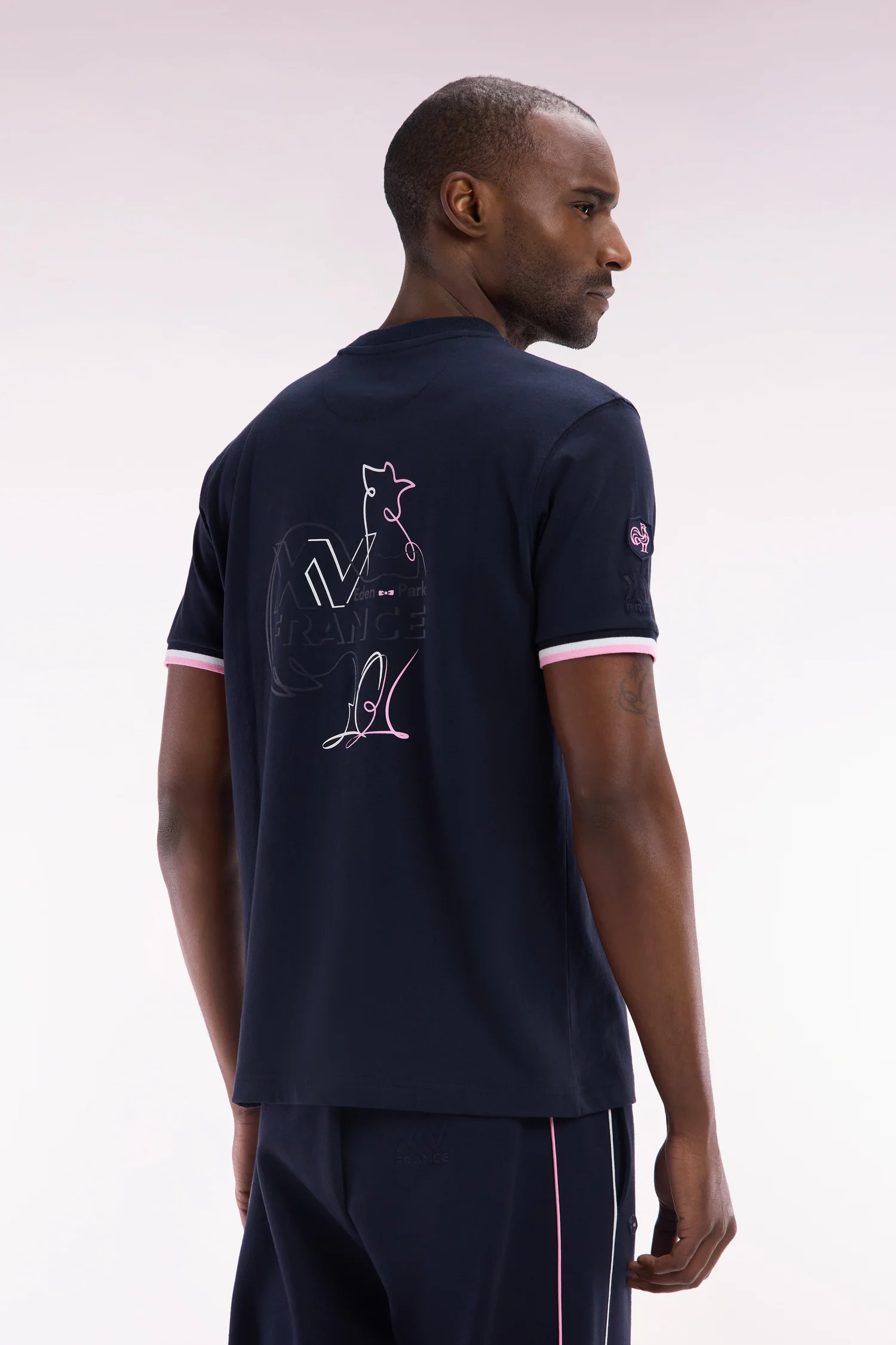 T-shirt XV de France en coton marine flocage Coq coupe droite - Image 4