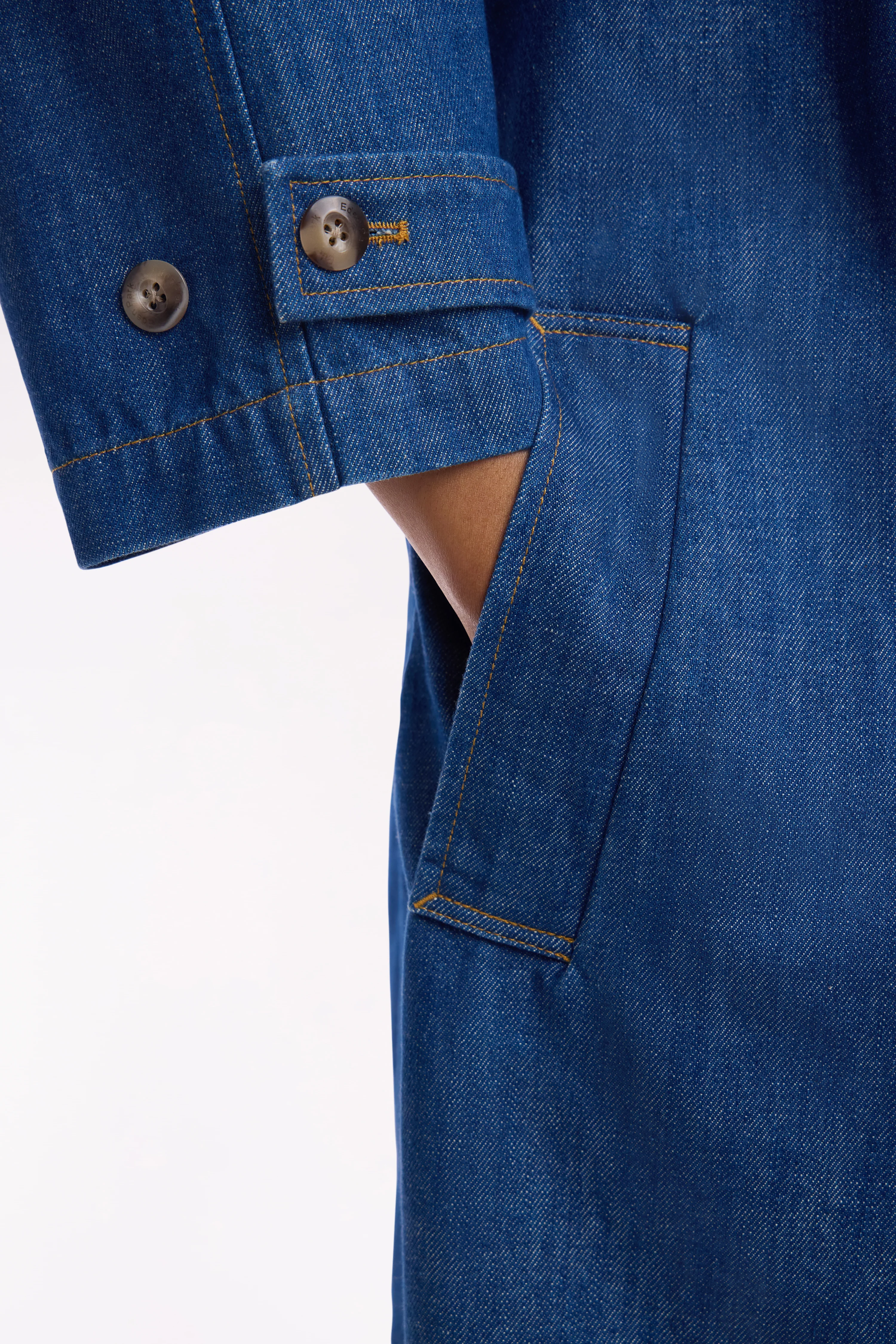 Trench-coat oversized en denim bleu - Image 5