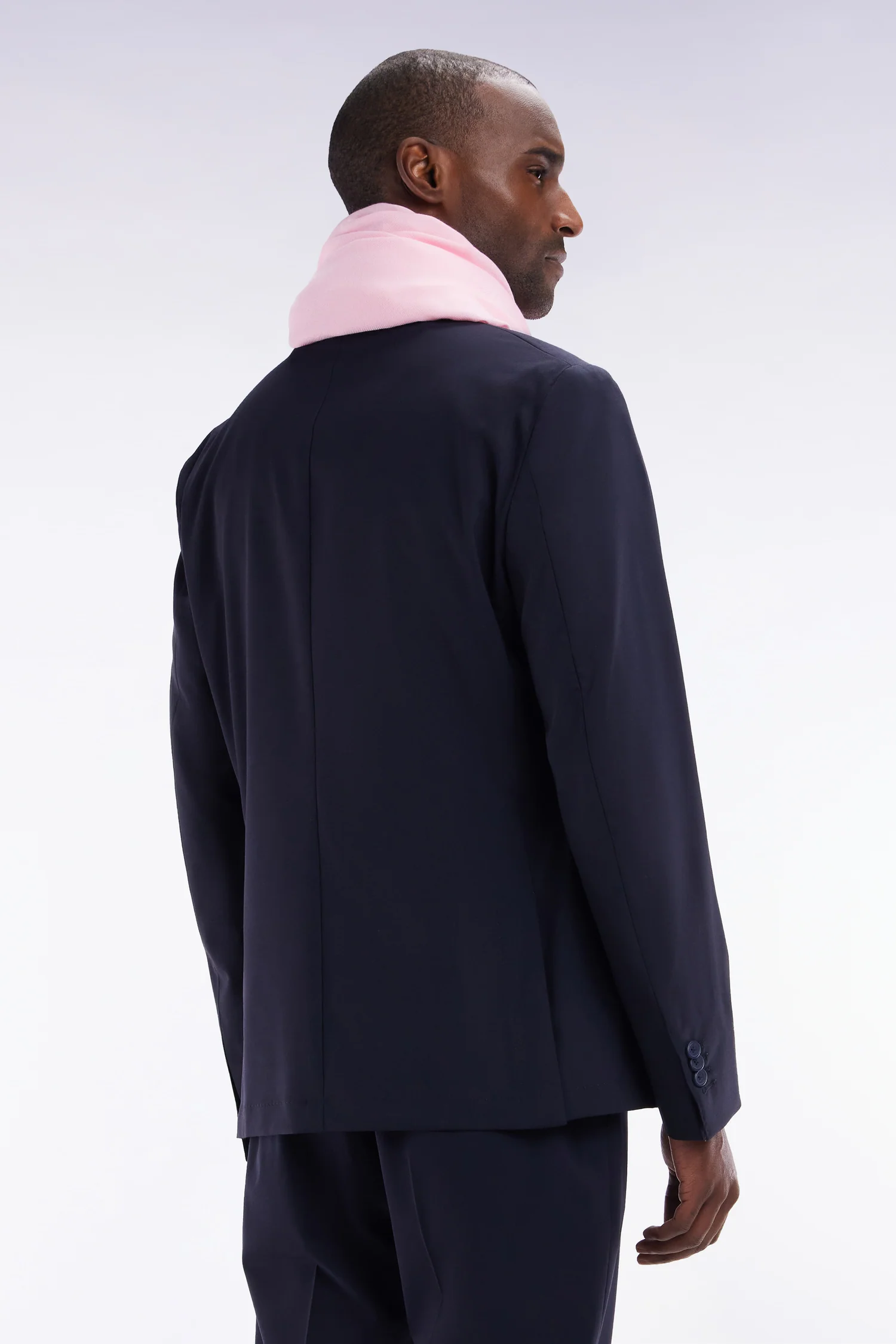 Veste 2 boutons en laine stretch mélangée marine - Image 4