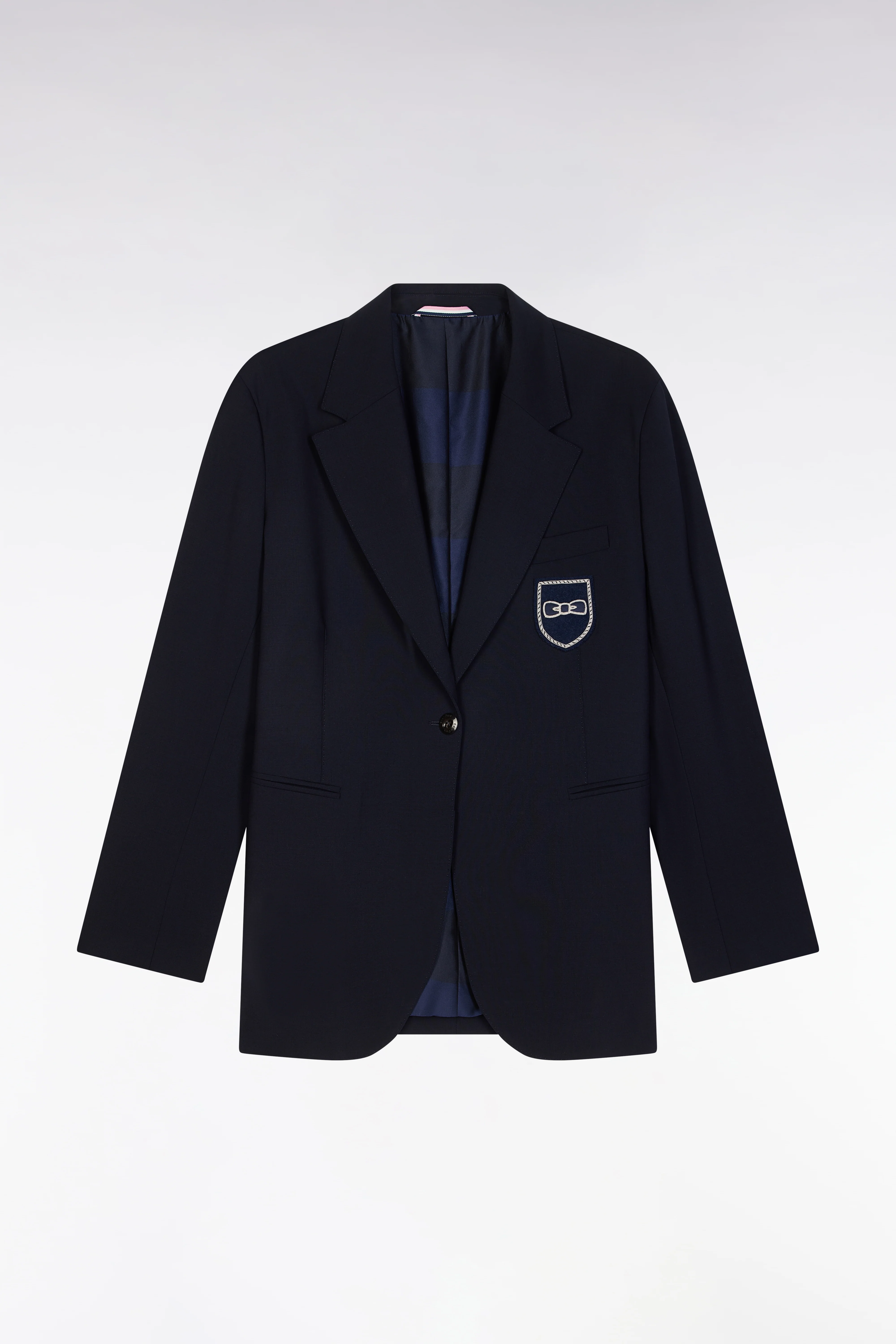 Veste de costume en laine vierge marine coupe Oversized - Image 2