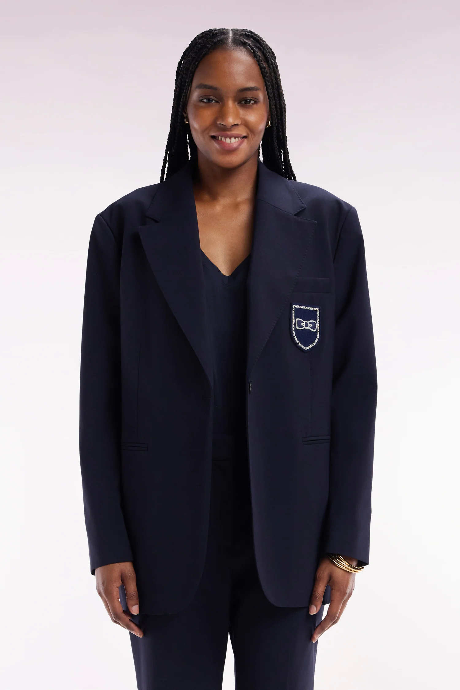 Veste de costume en laine vierge marine coupe Oversized - Image 3
