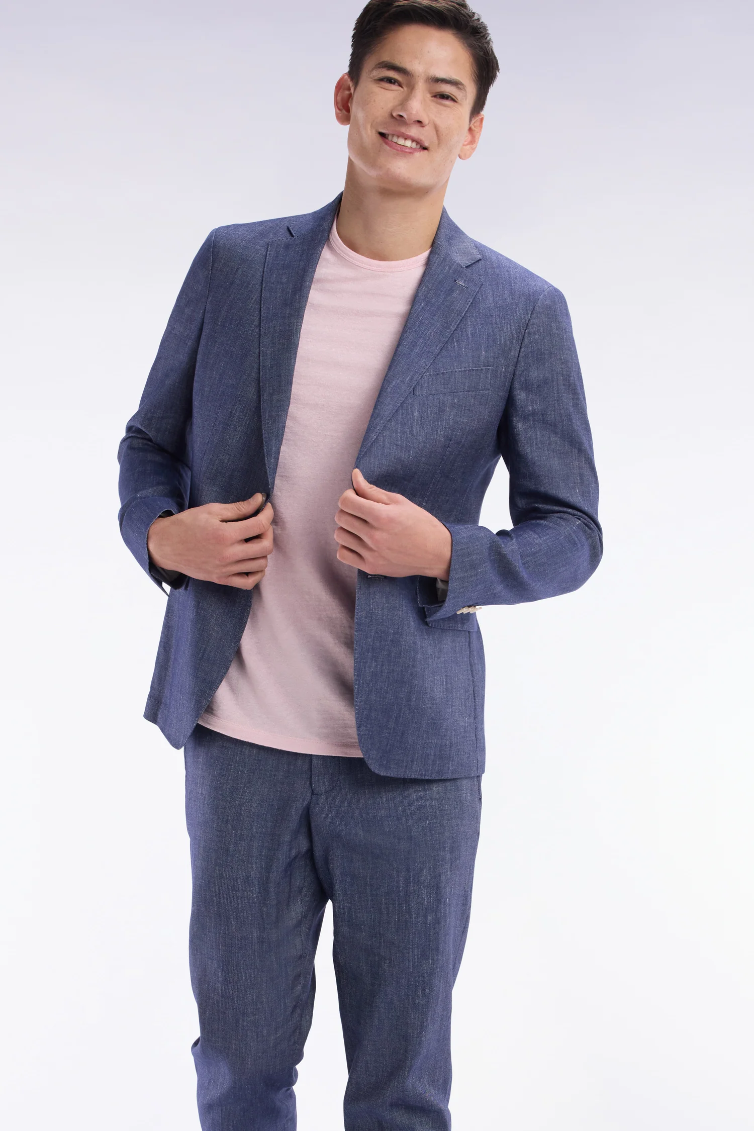 Veste de costume en lin et coton stretch marine - Image 3