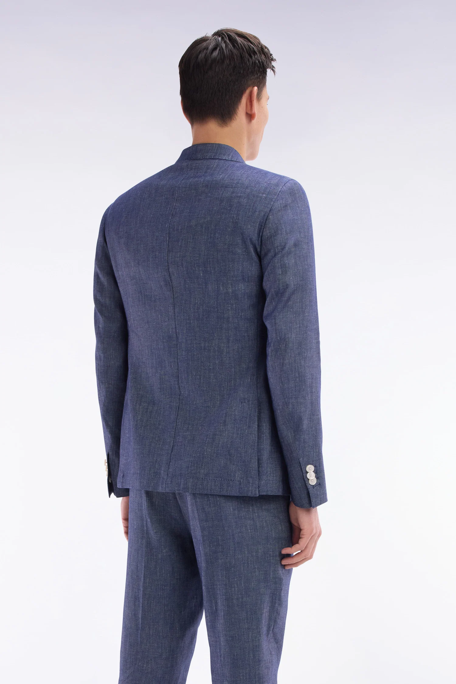 Veste de costume en lin et coton stretch marine - Image 4